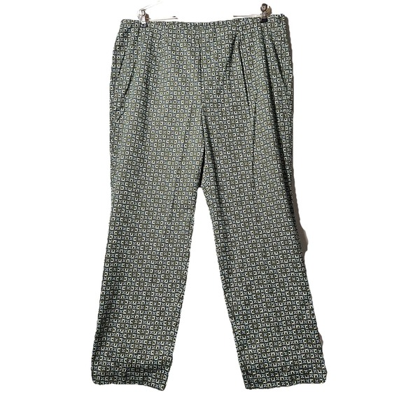 Sigrid Olsen Pants - Sigrid Olsen 18W Chino Trousers Elastic Waist Pleated Retro Geometric